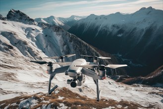 Drone in flight in the Alps