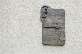 Commemorative plaque with inscription and relief to Edith Stein at St Magdalena's Monastery
