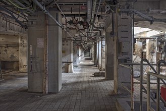 Supply lines in the basement of a former paper factory