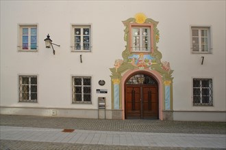 Portal with mural painting and mock architecture at the local history museum in Guenzburg