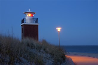 Olhoern lighthouse at night in the dunes of Wyk auf Foehr