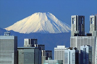 Mount Fuji and Shinjuku skyscrapers Tokyo Japan Asia