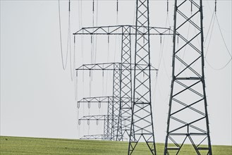 Electricity pylons photographed in Schoenau-Berzdorf