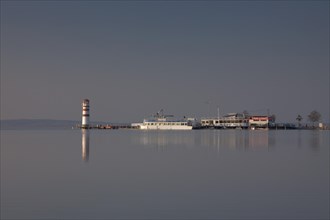 The Podersdorf lighthouse on the shore of the Neusiedler See