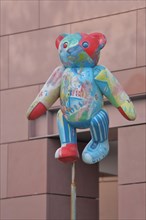 Colourful bear figure teddy bear and symbol for Steiff company