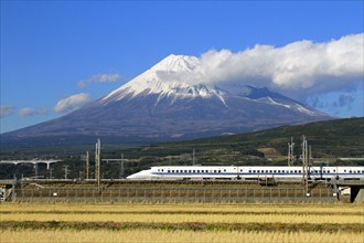 Mount Fuji and Tokaido Shinkansen Shizuoka Japan Asia