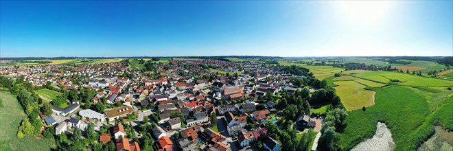 Aerial view of Frontenhausen a market in the Lower Bavarian district of Dingolfing-Landau