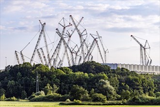 Many cranes at the Liebherr factory