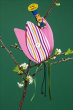 Fabric Cherry Branch with Tulip