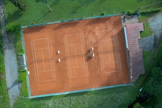 Empty tennis court from the air