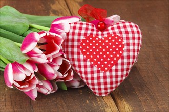 Fabric Tulip Bouquet with Heart