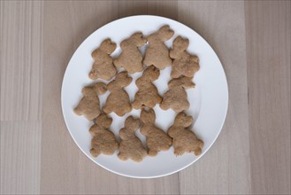 Plate with homemade Easter bunny biscuits