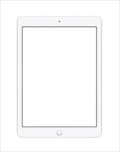 Ipad cut out with a blank screen against a white background