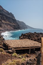 Recreational areas for barbecues on the Verodal beach on El Hierro Island. Canary Islands