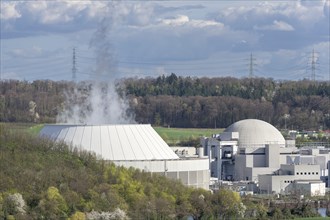 Cooling tower and reactor building of Neckarwestheim nuclear power plant