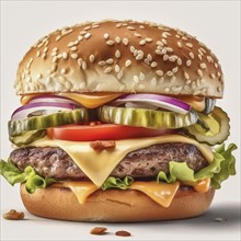 Delicious hamburger with ingredients