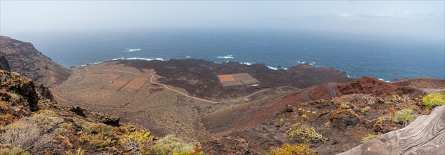 Panoramic view from the Lomo Negro viewpoint on the southwest coast of El Hierro. Canary Islands