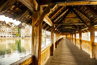 City of Lucerne with Chapel Bridge in a Sunny Day in Switzerland