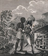 French sailors feeding bound black slaves to bloodhounds in San Domingo