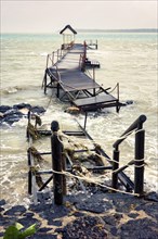 Boat jetty destroyed after a cyclone