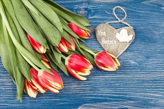 Wooden Tulip Bouquet with Heart