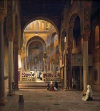 The interior of the Capella Palatina in Palermo around 1850