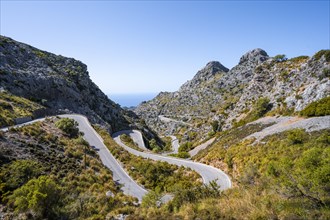 Mountain pass with serpentines to Sa Colobra