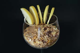 Glass cup with muesli