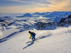 Ski mountaineers on the descent