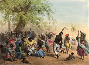 A group of black slaves dancing in the Dou