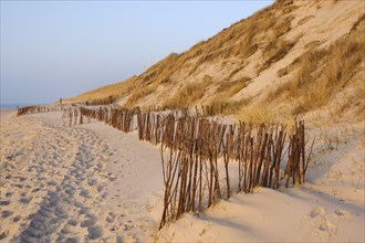 Sticks as a protective fence in front of the dunes
