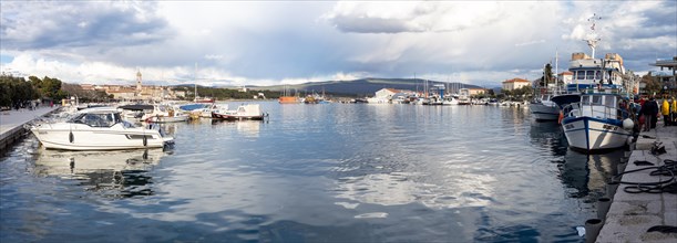 View over the harbour to the town of Krk