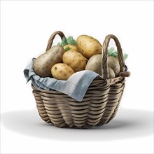 A bast basket with potatoes