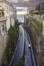 High anlge view of iconic street from Piazza Tasso at Sorrento