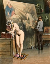 The painter's woman is available as a nude model and reads a book out of boredom
