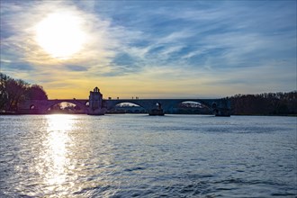 Pont Sant Benezet over Rhone River in Sunset