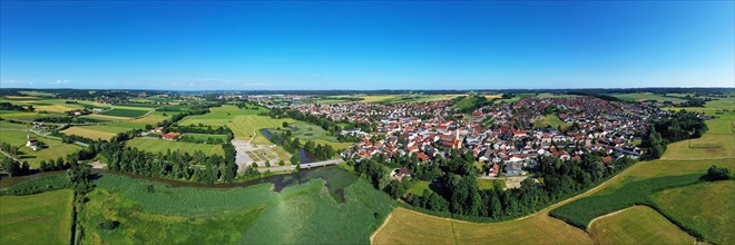 Aerial view of Frontenhausen a market in the Lower Bavarian district of Dingolfing-Landau