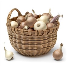 A bast basket with onions