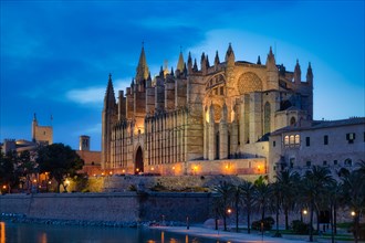Cathedral of St. Mary La Seu in Gothic architectural style Gothic architecture in the evening light