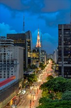Night view of the famous Paulista Avenue