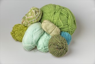 Wool in shades of green and turquoise