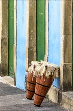 Ethnic drums also called atabaques on the streets of Pelourinho