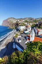 View of the town of Camara de Lobos with church on Madeira Island