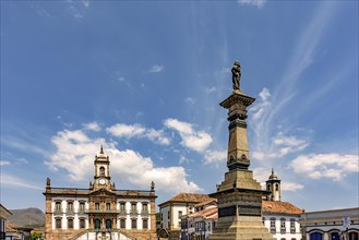 Central square in the historic city of Ouro Preto in Minas Gerais with its houses