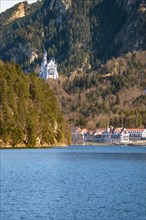 View of Neuschwanstein Castle over the lake