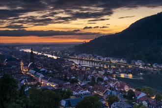 The city of Heidelberg after sunset
