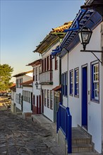 Detail of colonial style streets and houses in the old and historic city of Diamantina in Minas Gerais