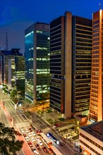 Illuminated commercial buildings on Paulista avenue