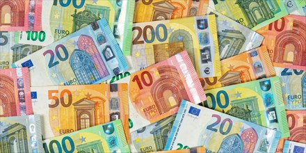 Euro banknotes save money finances background pay pay banknotes banner in Stuttgart