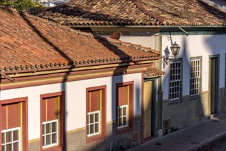 Detail of colonial style streets and houses in the old and historic city of Diamantina in Minas Gerais